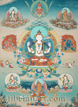 Four-armed Avalokiteshvara with Deities