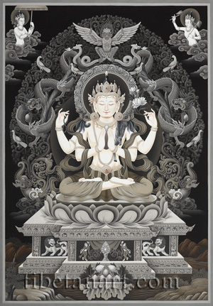 B/W Four-armed Avalokiteshvara